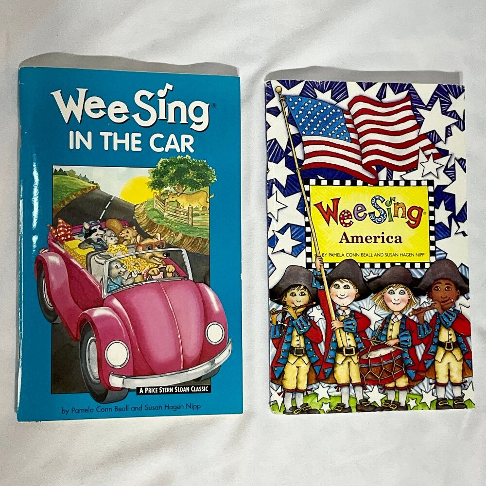 Wee Sing Kids Sing Along Books In the Car and America 2 book bundle
